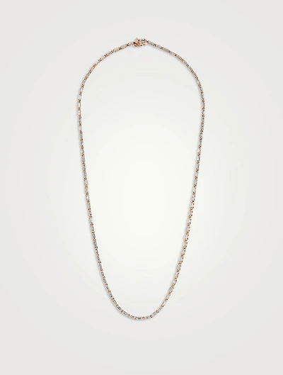18K Rose Gold Linear Full Diamond Tennis Necklace