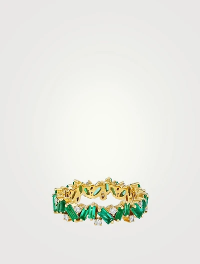 18K Gold Frenzy Emerald Eternity Band