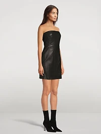 Strapless Leather Mini Dress