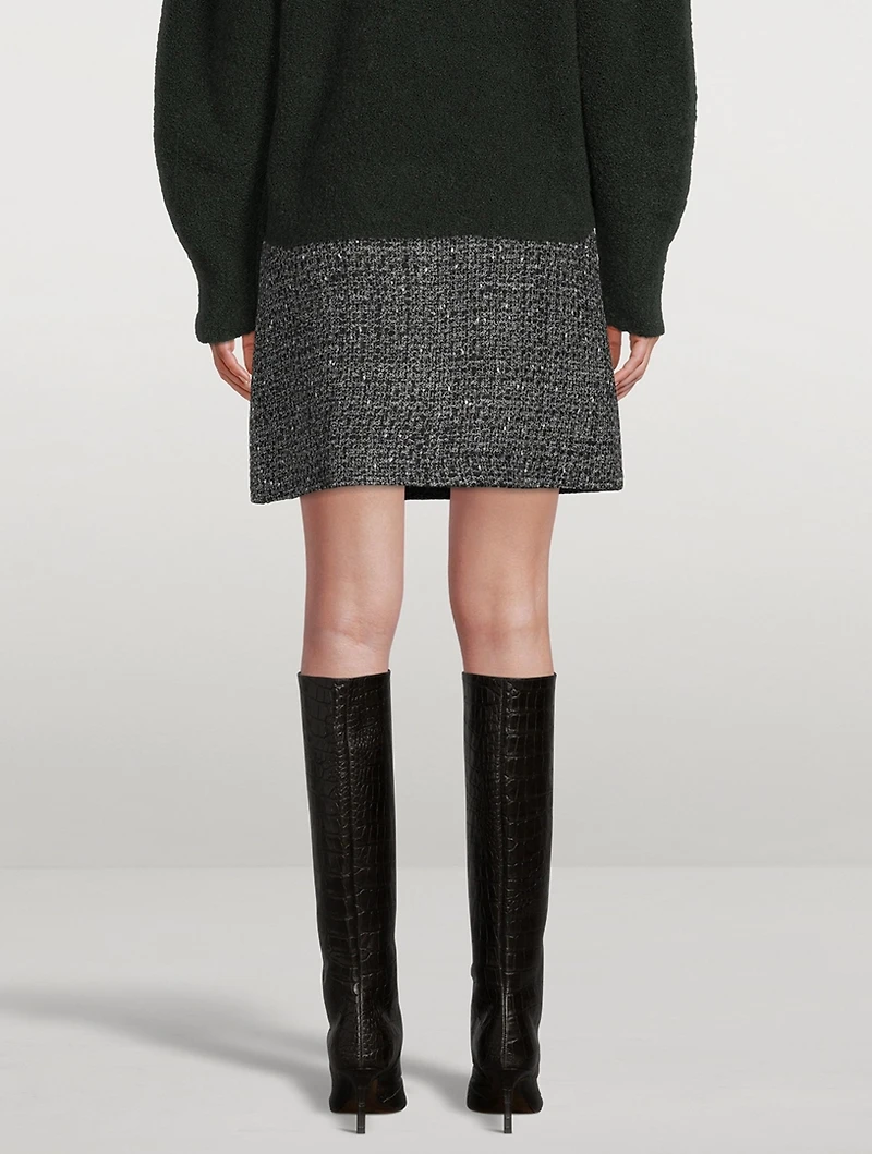 High-Waisted Tweed Mini Skirt