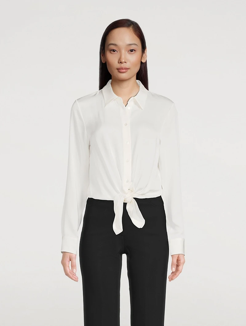 Tie-Waist Silk Georgette Shirt