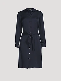 Silk Georgette Tie-Waist Shirt Dress