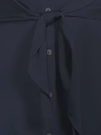 Silk Georgette Tie-Waist Shirt Dress