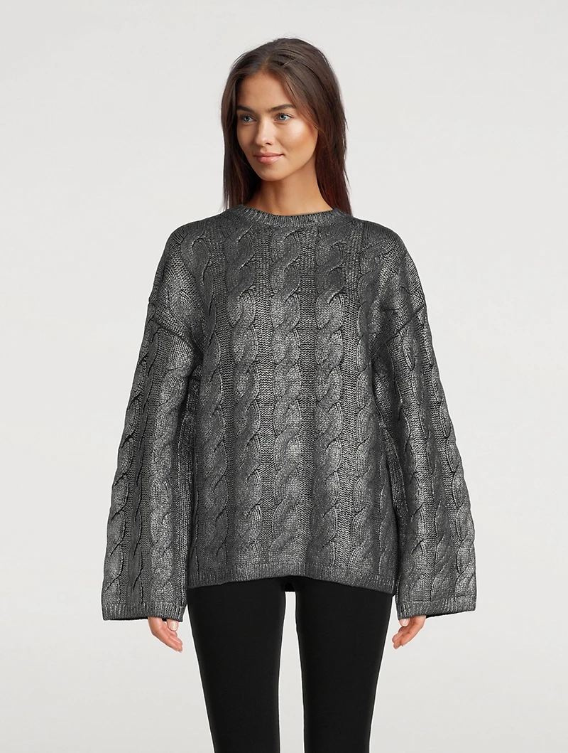 Foil Cable-Knit Sweater