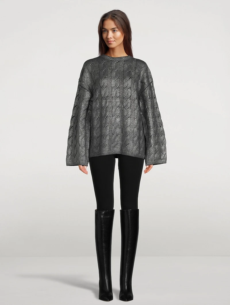 Foil Cable-Knit Sweater