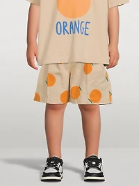 Orange Cotton Pintuck Shorts