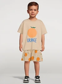 Orange Cotton Pintuck Shorts