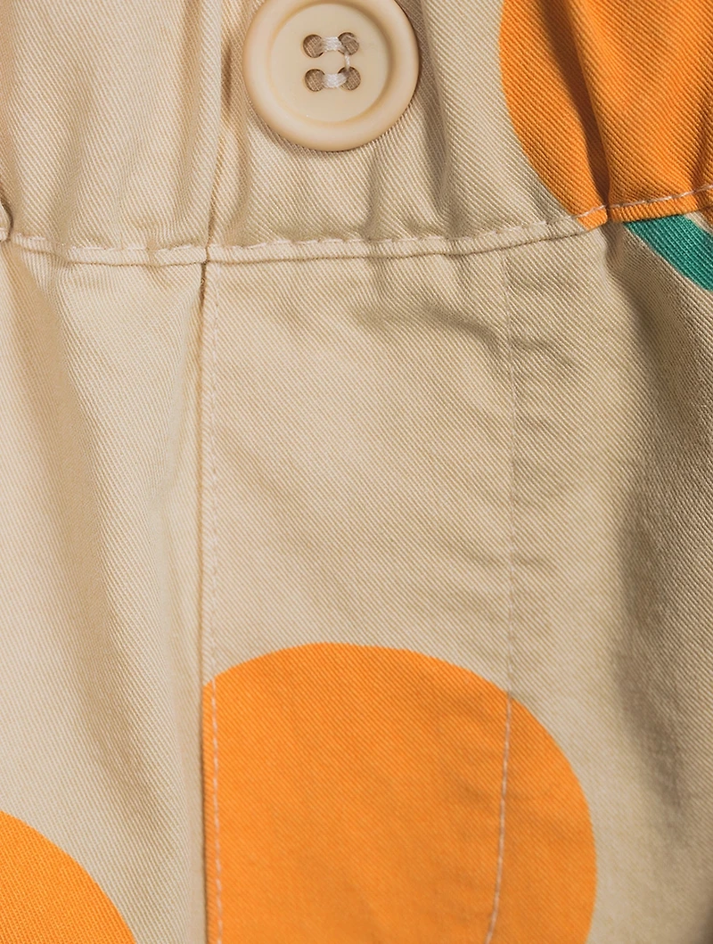 Orange Cotton Pintuck Shorts