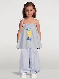 Citron Cotton Pants Striped Print