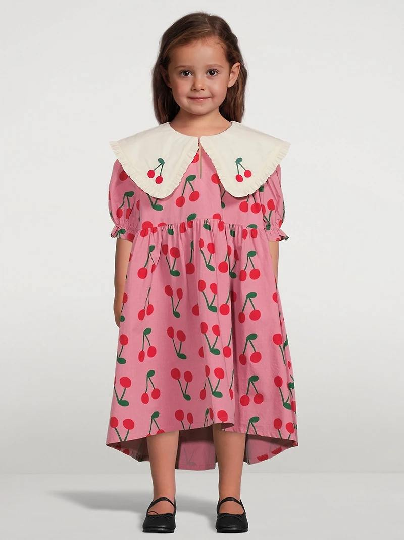 Cerise Cotton Collar Dress
