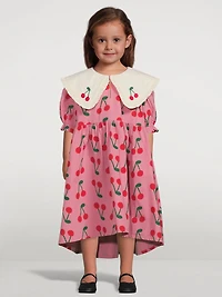 Cerise Cotton Collar Dress