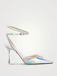 Crystal Heart Embellished Iridescent PVC Pumps