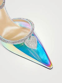 Crystal Heart Embellished Iridescent PVC Pumps