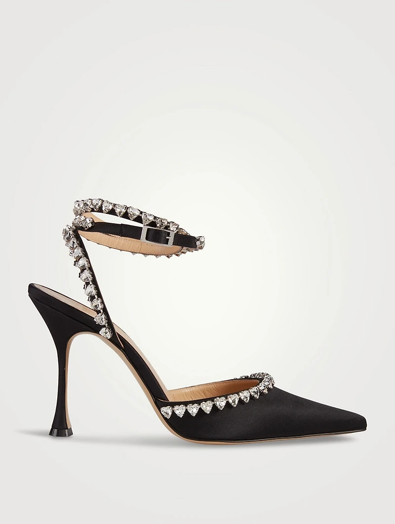 Audrey Crystal Heart Satin Pumps
