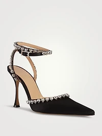 Audrey Crystal Heart Satin Pumps