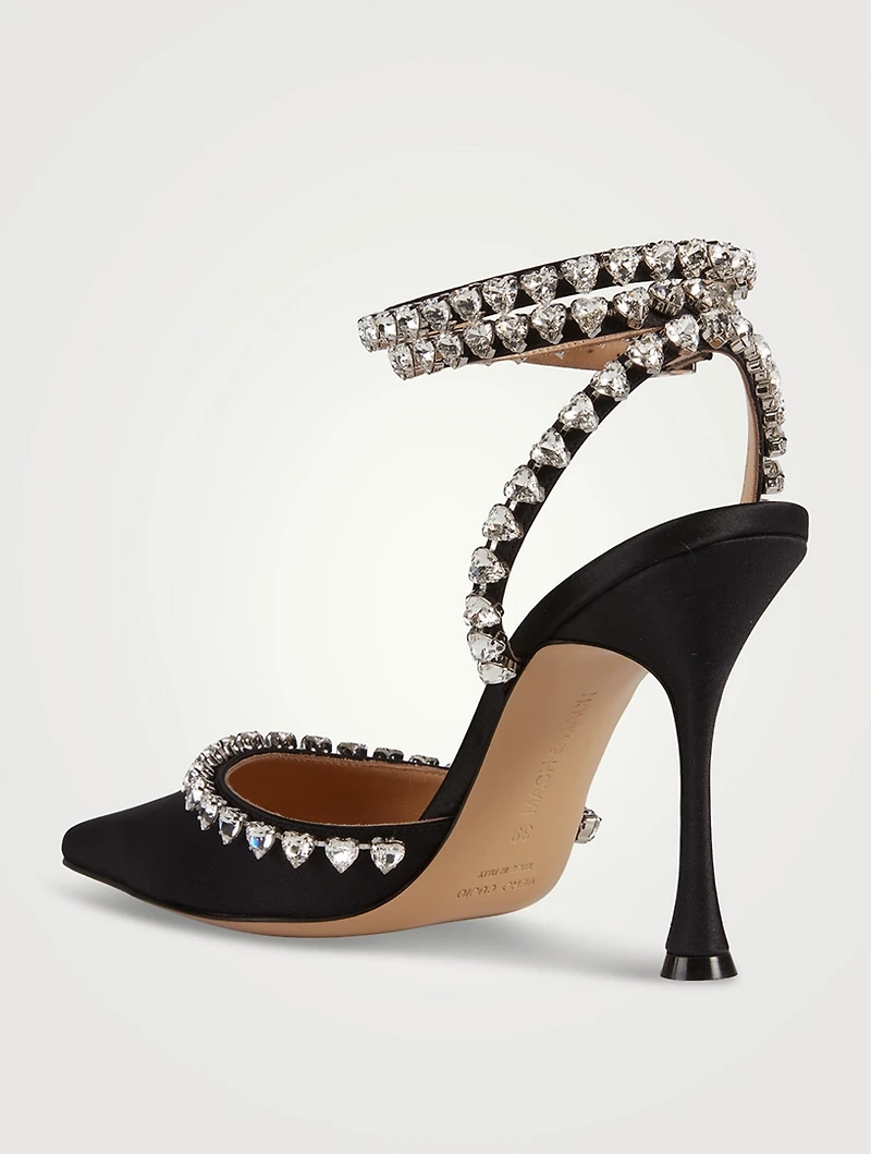 Audrey Crystal Heart Satin Pumps