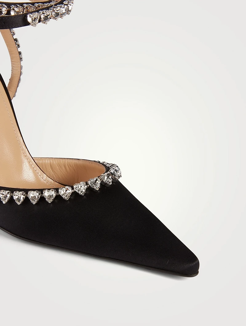 Audrey Crystal Heart Satin Pumps