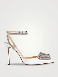 Triple Heart Crystal-Embellished Satin Pumps