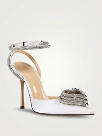 Triple Heart Crystal-Embellished Satin Pumps