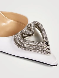 Triple Heart Crystal-Embellished Satin Pumps