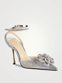 Crystal Flower Leather And PVC Pumps