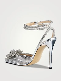 Crystal Flower Leather And PVC Pumps