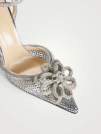 Crystal Flower Leather And PVC Pumps
