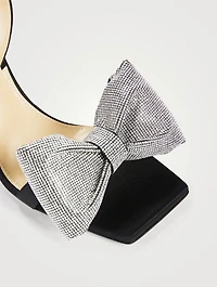Nicole Embellished-Bow Satin Slingback Sandals