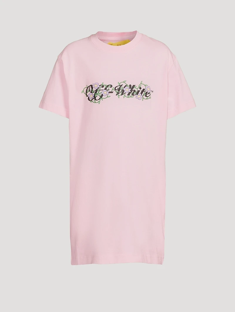 Off Flowers Cotton T-Shirt Dress