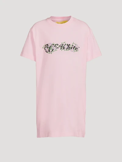 Off Flowers Cotton T-Shirt Dress