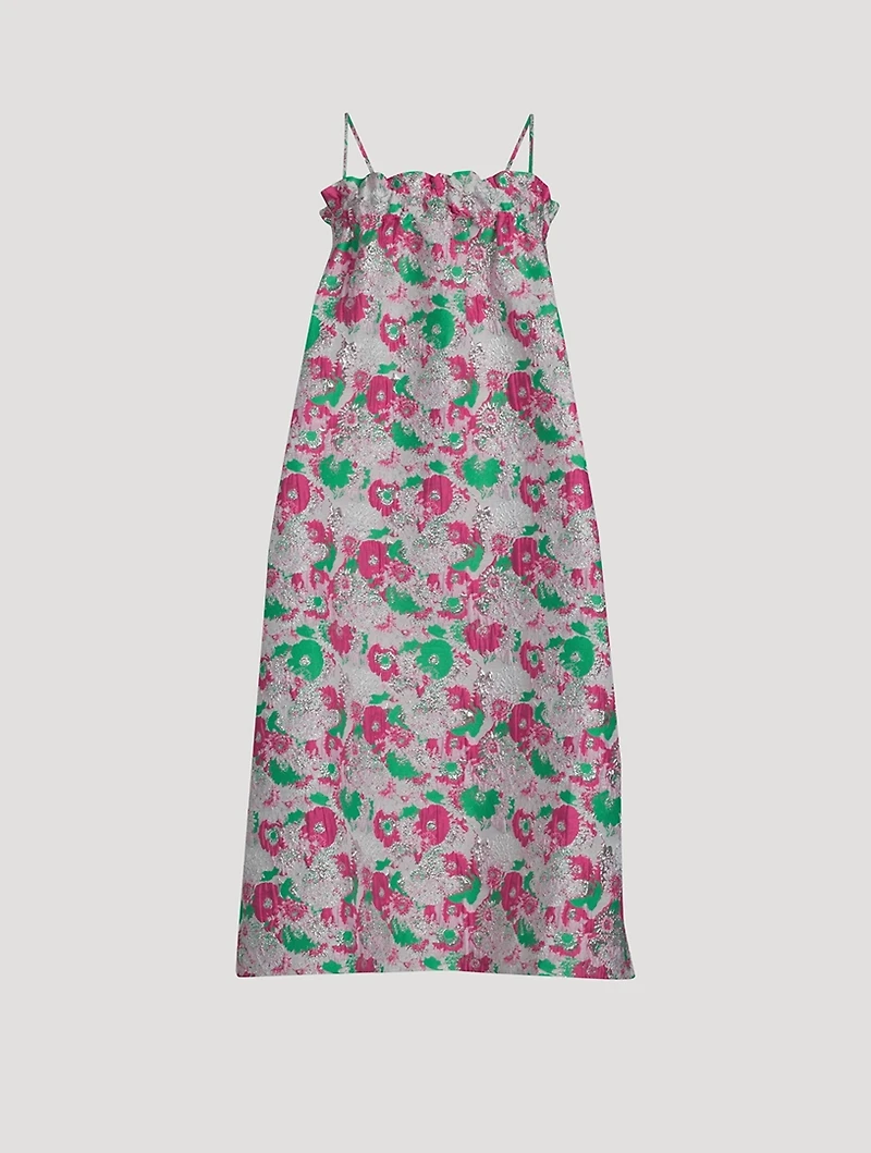 3D Jacquard Floral Midi Dress