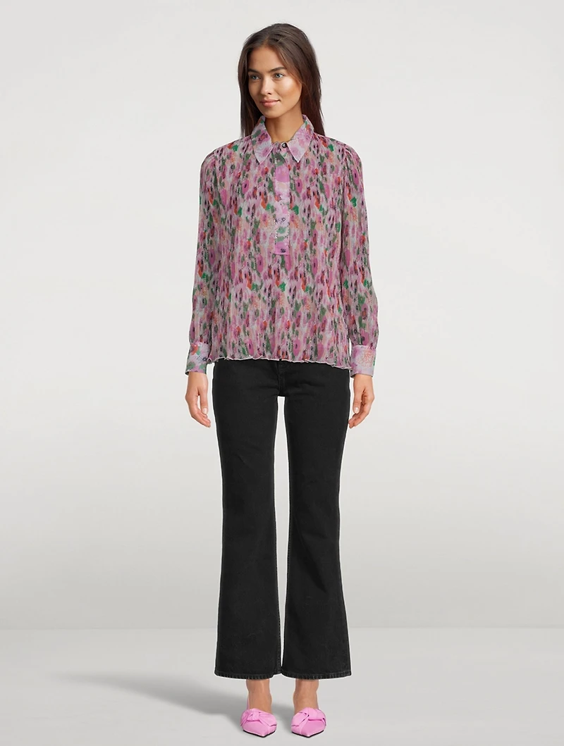 Pleated Georgette Blouse Floral Print
