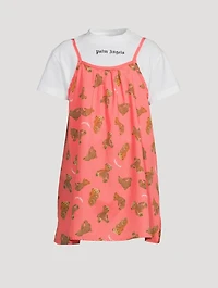 Cotton T-Shirt Dress Bear Print