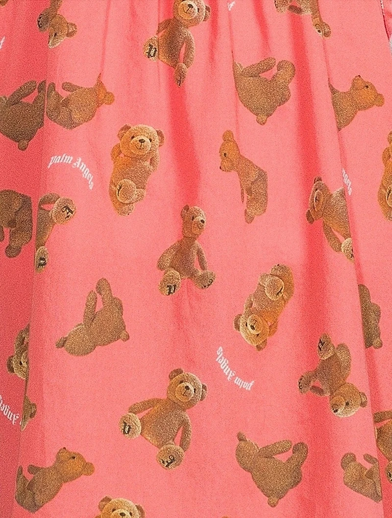 Cotton T-Shirt Dress Bear Print
