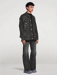 Oversized Denim Jacket Logo Print