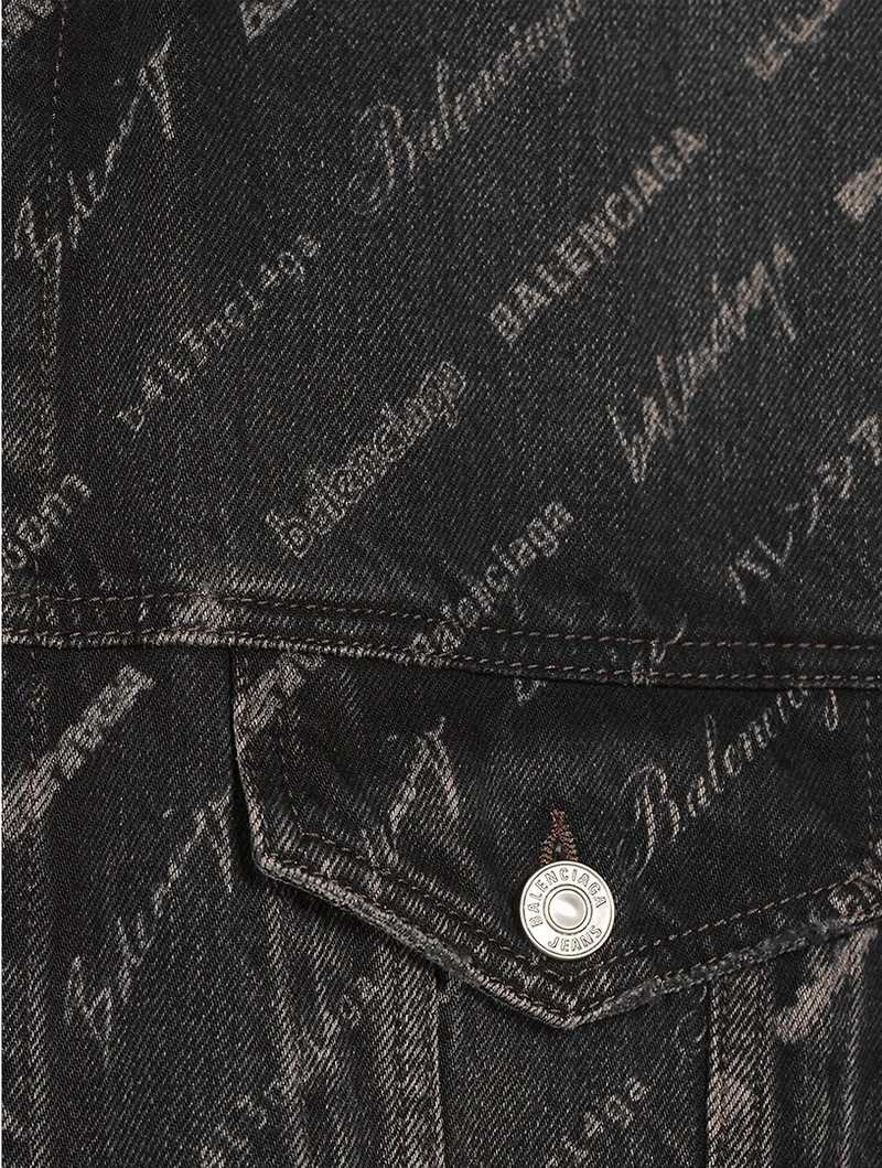 Oversized Denim Jacket Logo Print