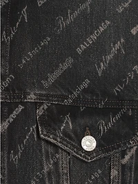 Oversized Denim Jacket Logo Print