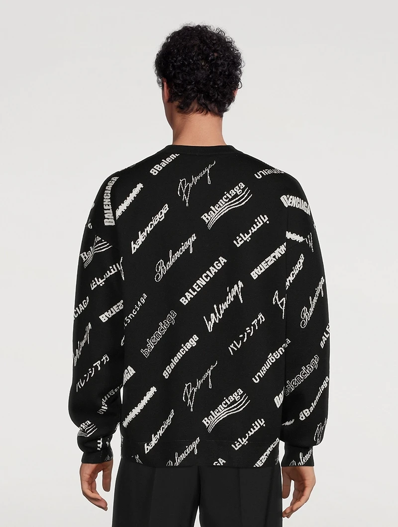 Wool-Blend Sweater Logomania Print