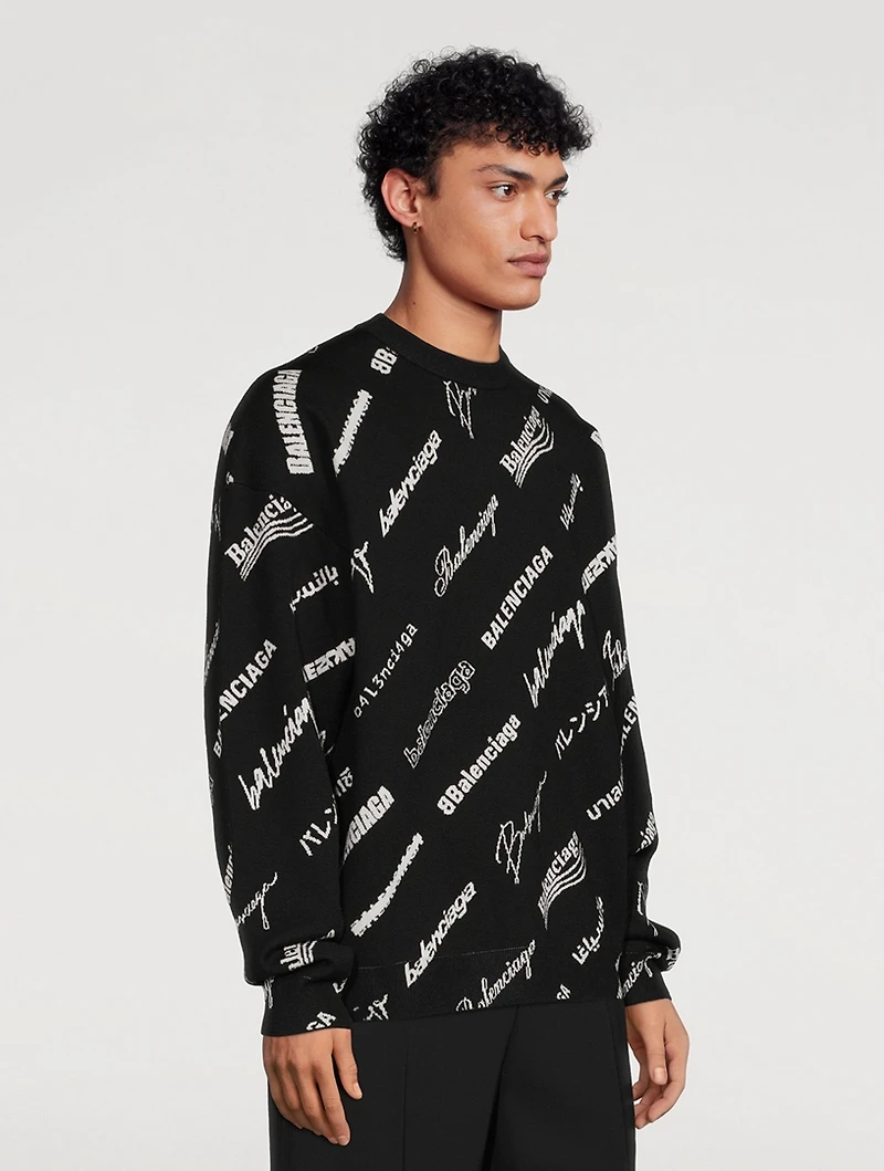 Wool-Blend Sweater Logomania Print