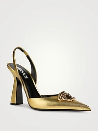 La Medusa Metallic Leather Slingback Pumps