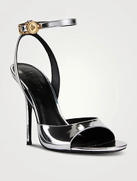 Safety Pin Metallic Leather Sandals