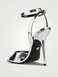 Safety Pin Metallic Leather Sandals