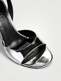 Safety Pin Metallic Leather Sandals