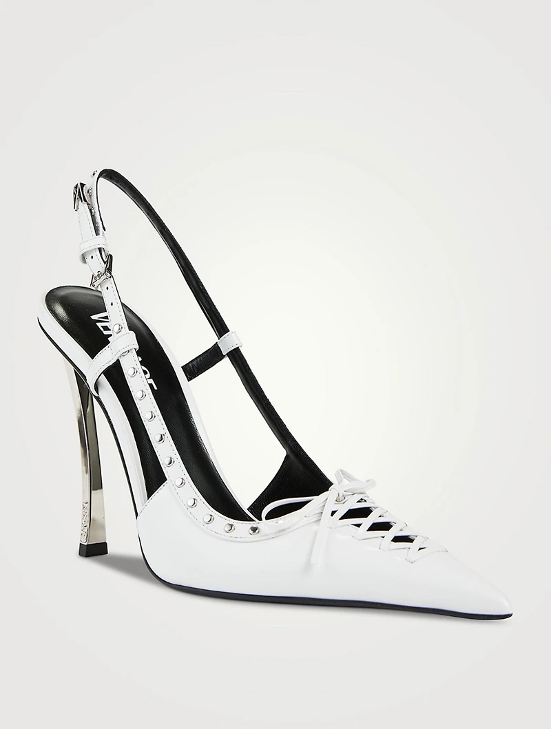 Laced Pin-Point Slingback Pumps