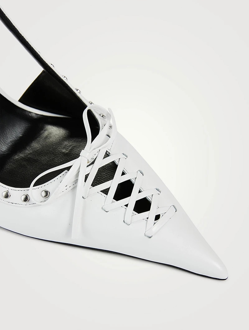 Laced Pin-Point Slingback Pumps