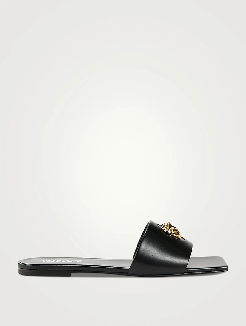 La Medusa Leather Slide Sandals