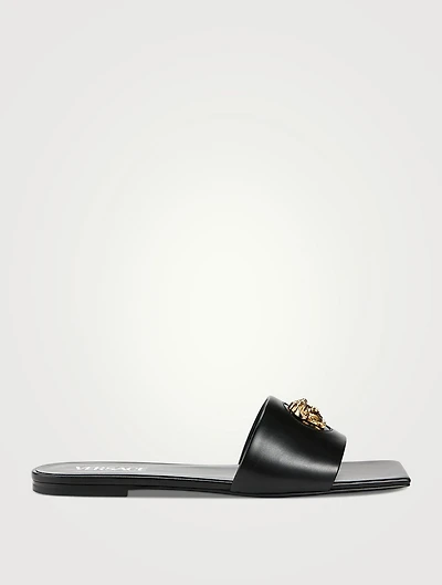 La Medusa Leather Slide Sandals