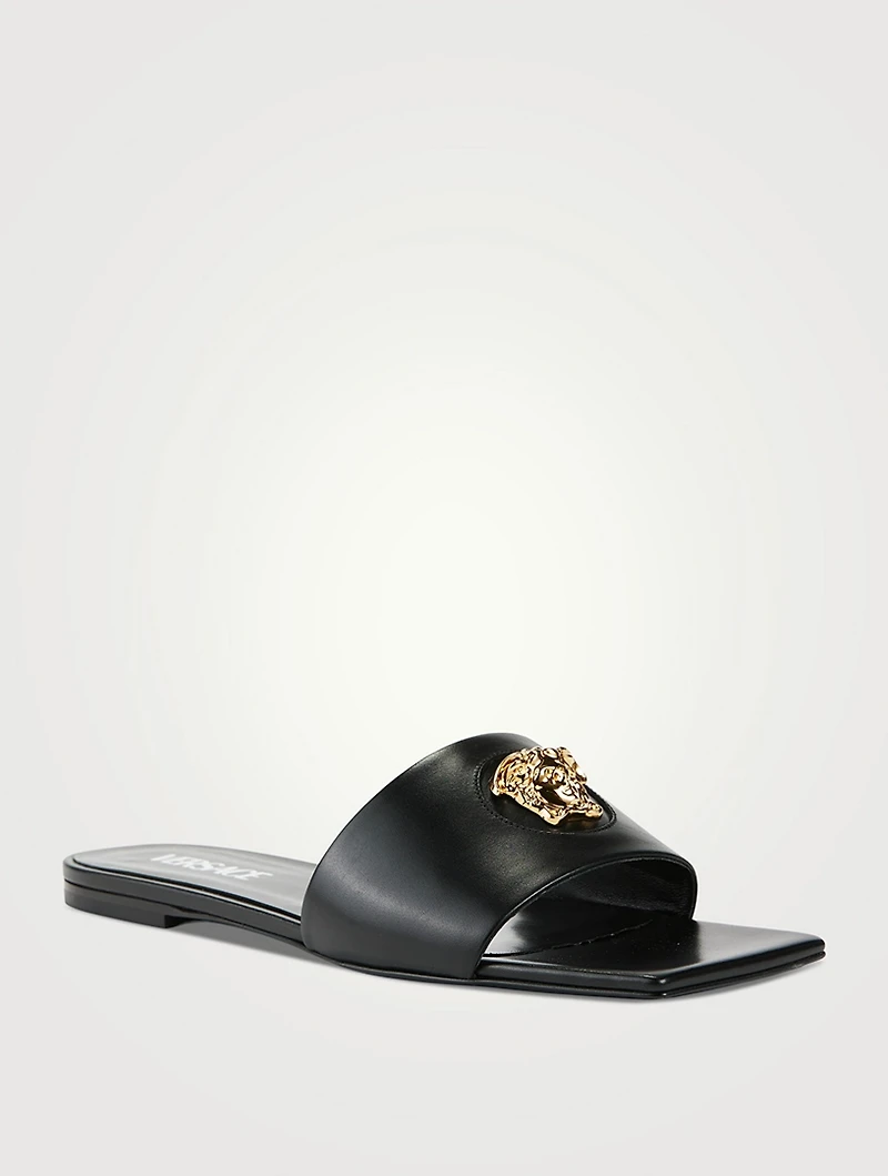 La Medusa Leather Slide Sandals