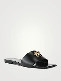 La Medusa Leather Slide Sandals