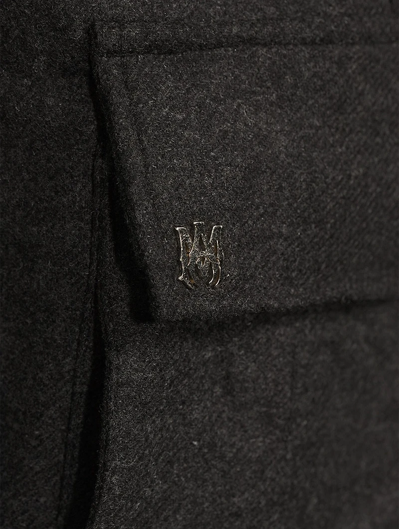 Wool Flared Cargo Pants